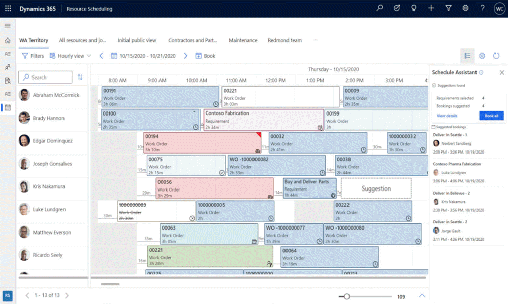 Maximize utilization using the built-in schedule board optimization